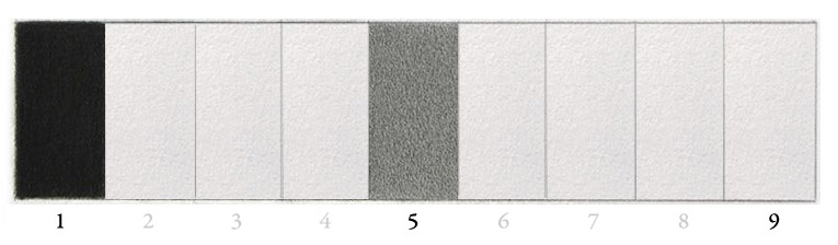 Value Scale step 3 - Adding the missing tone in the middle: 5